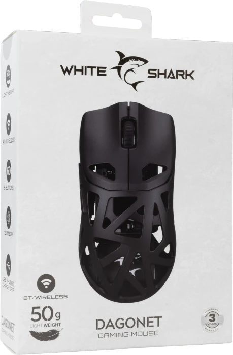 White Shark Dagonet Wireless Gaming Mouse, schwarz, USB