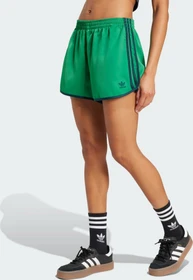 adidas Adicolor 3-Streifen Sprinter Laufhose kurz green/aurora ivy (Damen)