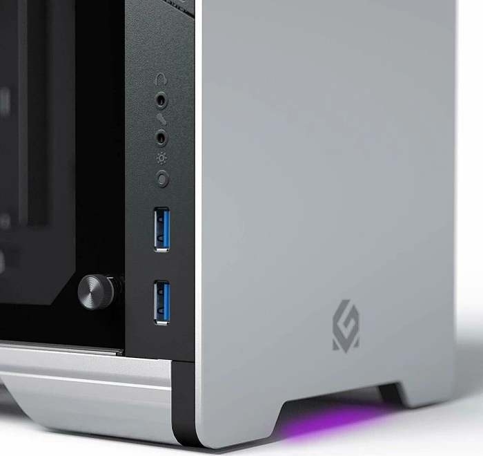 MetallicGear / MagniumGear Neo Mini [V2], silber, Glasfenster, Mini-ITX