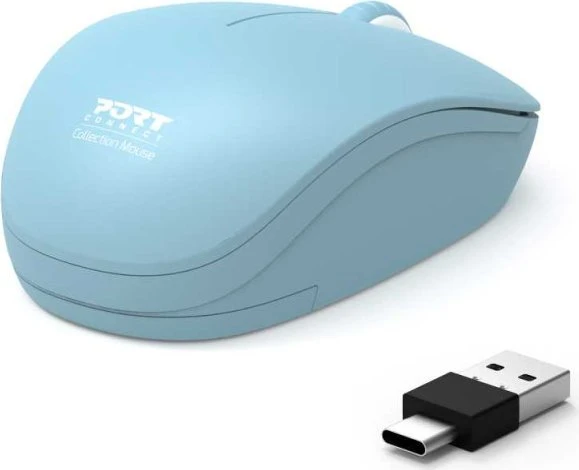 Port Designs Wireless Mouse Collection II pastellblau, USB-C/USB-A