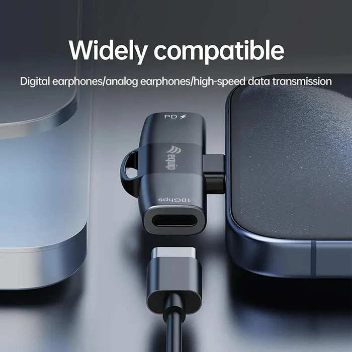 Equip 2-in-1-USB-C-OTG-Adapter, USB-C 3.1 [Stecker] auf 2x USB-C 3.1 [Buchse], PD 100W, grau
