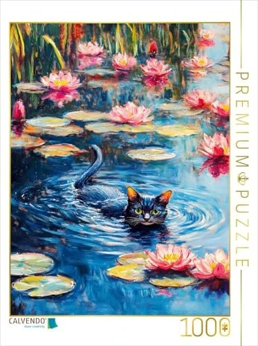 Calvendo Katze schwimmt im Seerosenteich des impressionistischen Gartens