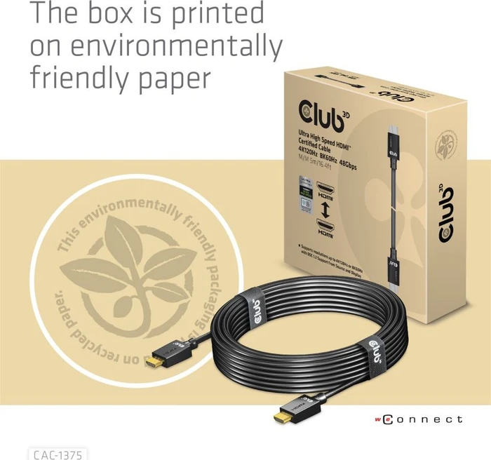 Club 3D Ultra High Speed HDMI 2.1 Kabel 4K120Hz, 8K60Hz, 48Gbps zertifiziert, 5m