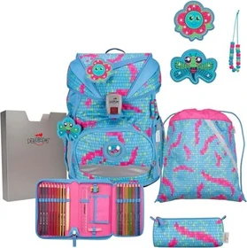 DerDieDas ErgoFlex Superlight Happy Pixel Schulrucksack-Set, 5-tlg.