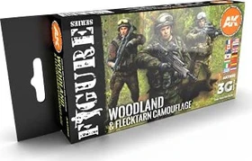 AK-Interactive 3rd Gen Acrylic Colors Figure Series Woodland & Flecktarn Camouflage Farbset, 6-tlg.