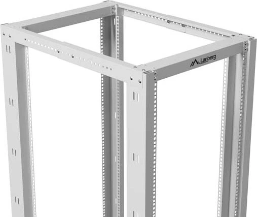 Lanberg Open Rack Series 19" Open Frame Rack 32HE, 4-Pfosten, mit Rollen, Flat Pack, tiefenverstellbar, 430-590mm, RAL 7035, 800mm tief
