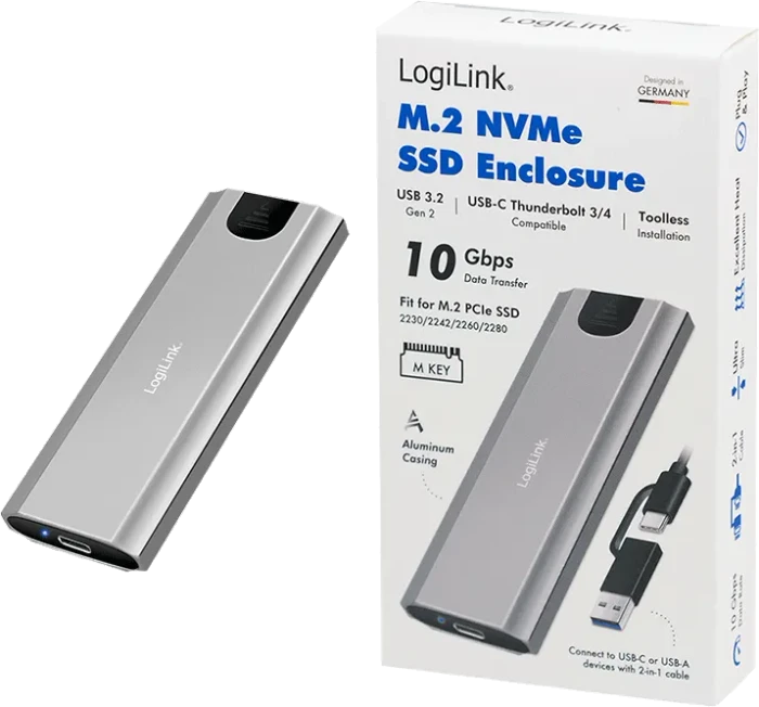 LogiLink externes Gehäuse, M.2 NVMe SSD, USB-C 3.1