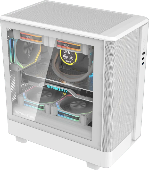 DarkFlash DB330M Mesh White, Glasfenster