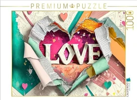 Calvendo Buntes gerissenes Papier mit Herz und Text Love
