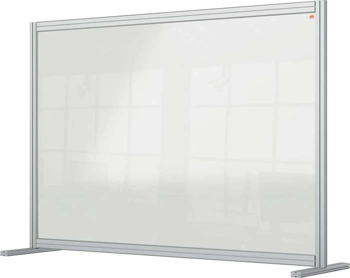 Nobo Premium Plus Schreibtisch-Trennwand aus Acryl, transparent/silber, 140x100cm