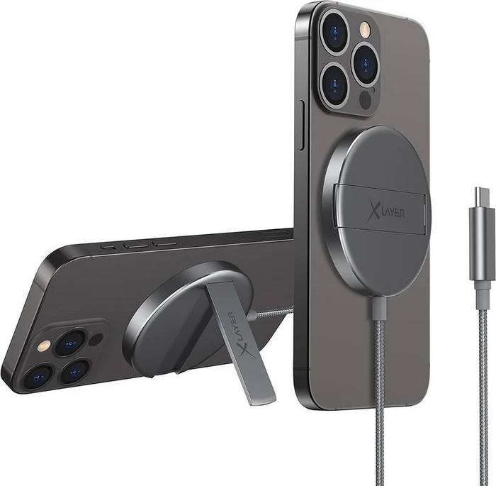 XLayer MagFix Pro 2 in 1 Wireless Charging Pad 15W grau