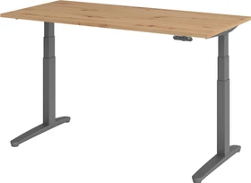 Hammerbacher Ergonomic Aktiv XBHM16 elektrisch höhenverstellbarer Sitz-Steh-Schreibtisch 160x80cm Asteiche/graphit