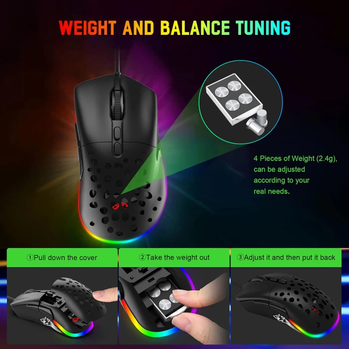Ziyou Lang D19 RGB Gaming Mouse schwarz, USB