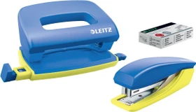 Leitz Urban Chic, Mini-Heftgerät und Locher 5599, blau/gelb, Set