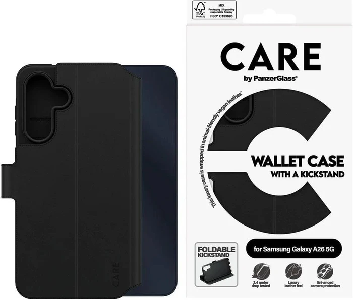 PanzerGlass Care Wallet Case w. Kickstand für Samsung Galaxy A26 5G schwarz