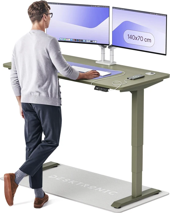 Desktronic HomePro Sitz-Steh-Schreibtisch 140x70cm olivgrün/olivgrün