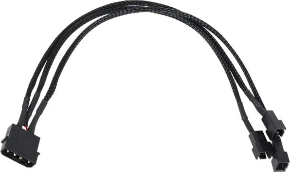 Phobya Molex auf 3-Pin Adapter, sleeved, 30cm, schwarz