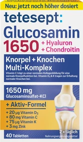 Tetesept Glucosamin 1650 + Hyaluron + Chondroitin Tabletten, 40 Stück