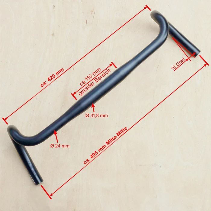 XLC HB-G01 Gravel 31.8mm/16° up Rennrad Lenker 70mm 420mm schwarz