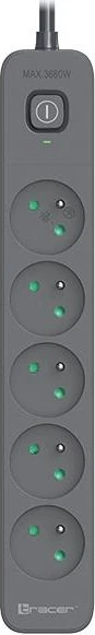 Tracer Surge protector TRACER Zebra mobile ready, 6-fach, 1.8m, graphit