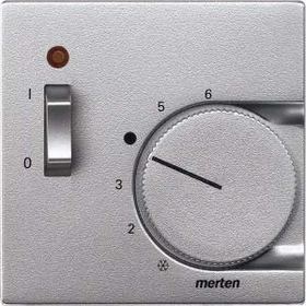 Merten System M Zentralplatte für Raumtemperaturregler-Einsatz mit Schalter, aluminium