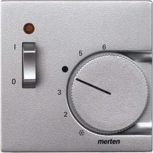 Merten System M Zentralplatte für Raumtemperaturregler-Einsatz mit Schalter, aluminium