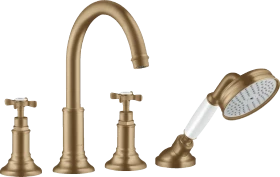 Hansgrohe Axor Montreux 4-Loch Wannenrandarmatur mit Kreuzgriffen brushed bronze