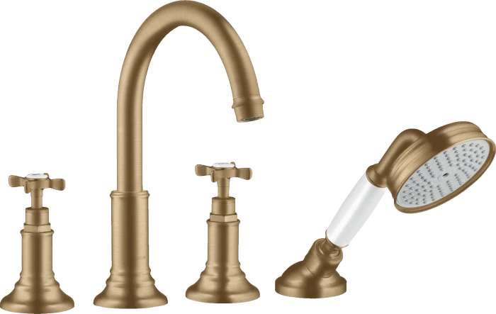 Hansgrohe Axor Montreux 4-Loch Wannenrandarmatur mit Kreuzgriffen brushed bronze
