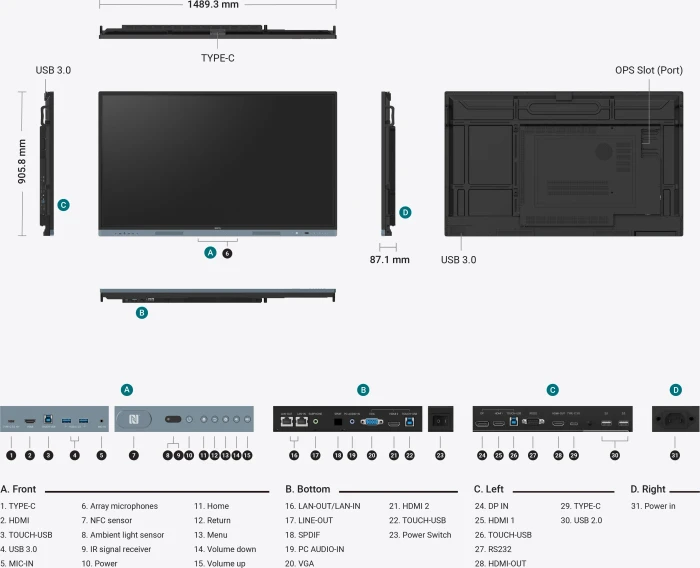 BenQ RM6504, 65"