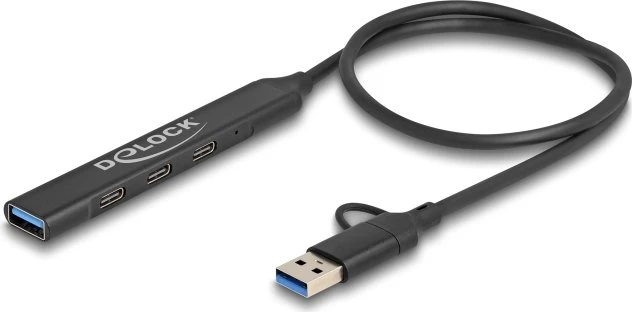DeLOCK 4-Port Slim USB-Hub, 3x USB-C 3.0, 1x USB-A 3.0, USB-A/USB-C 3.0 [Stecker]