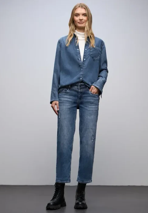Street One Destroyed Look Jeans mid blue authentic washed (Damen)