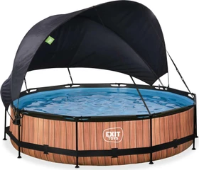 Exit Toys Wood Frame Pool mit Filterpumpe und Sonnenschutz rund 360x75cm