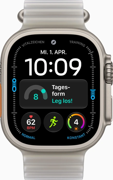 Apple Watch Ultra 4 natur mit Ocean Armband halbtransparentes grau