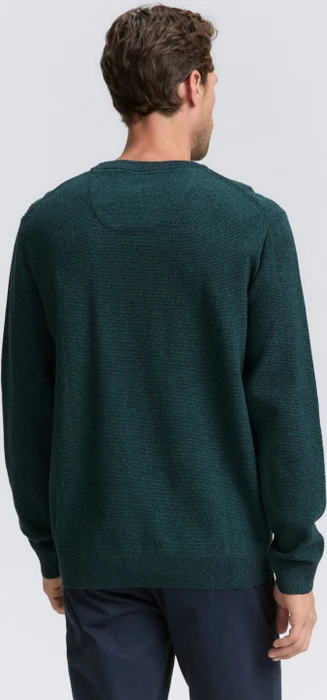 Tom Tailor Bio-Baumwolle Strickpullover jasper green navy twotone (Herren)