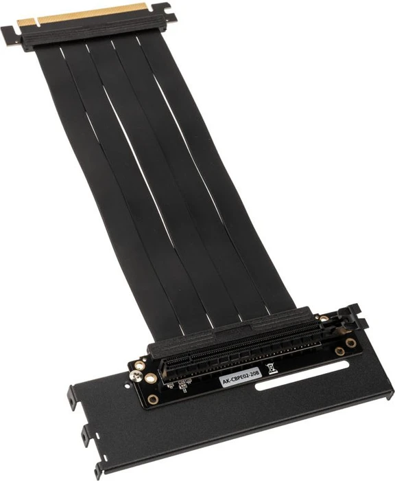 Akasa Riser Black Pro, Riser Card Cable, inkl. PCI-Slot Blende, gewinkelt, PCIe 3.0, 200mm