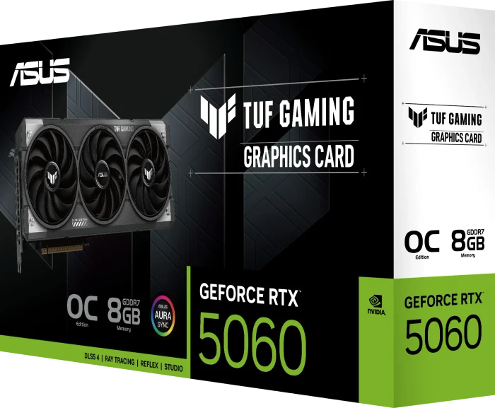 ASUS TUF Gaming GeForce RTX 5060 OC, TUF-RTX5060-O8G-GAMING, 8GB GDDR7, HDMI, 3x DP