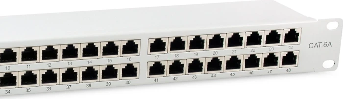 Equip Patchpanel Cat6a, geschirmt, 19", 48-Port, 1HE, 19", 1HE, grau