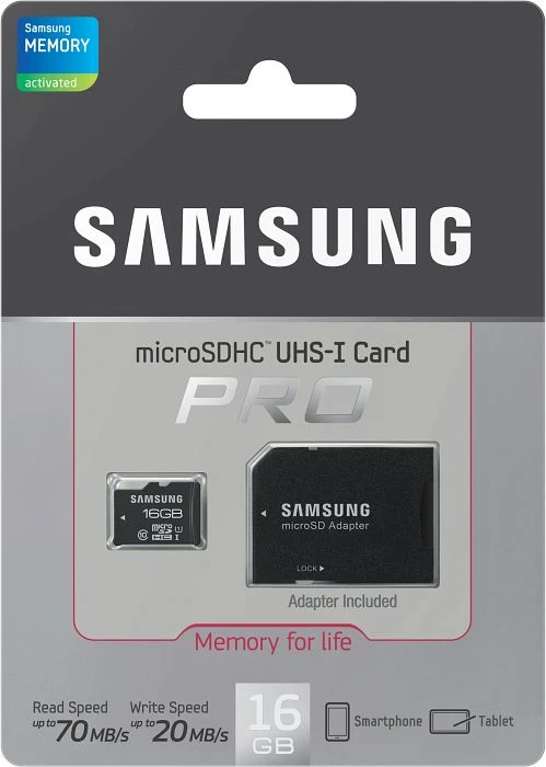 Samsung PRO R70/W20 16GB Kit, UHS-I, Class 10