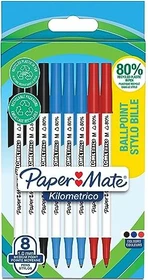 Paper Mate Kilometrico Kugelschreiber (Mine) schwarz/weiß, 8er-Pack