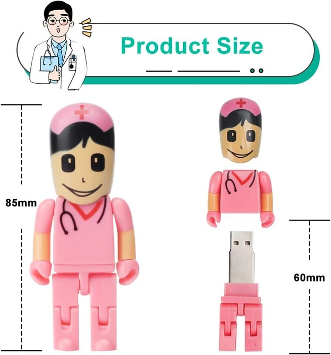 Diverse USB-Sticks Cartoon Krankenschwester 16GB rosa, USB-A, USB 3.2 Gen 1×1