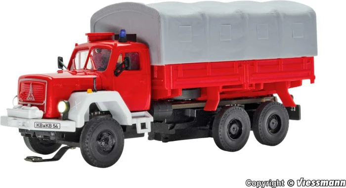 Viessmann - Spur H0 - CarMotion - Feuerwehr MAGIRUS JUPITER 3-achs mit Pritsche, Plane und Rundumleuchte