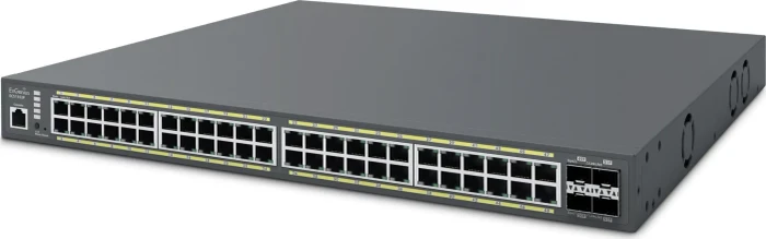 EnGenius Cloud Switch Series ECS Rackmount Gigabit Managed Switch, 48x RJ-45, 4x SFP+, 740W PoE+