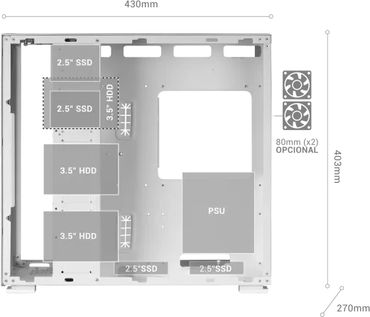 Mars Gaming MC-NOVA2 White, Glasfenster