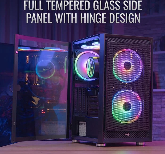 AeroCool Graphite, Lüfter LED RGB, Glasfenster
