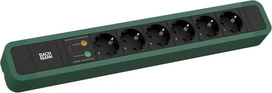 Bachmann Primo 2, 6-fach, Überspannungsschutz, 2m, grün/schwarz