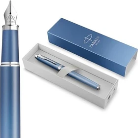 Parker IM Writing Rituals peaceful blue/chrome trim, rechte Hand, mittel, Geschenkbox