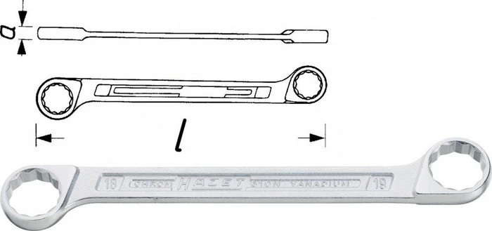 Hazet 610N-21X22 Doppelringschlüssel, 21/22x232.3mm