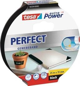 tesa extra Power Perfect schwarz, Gewebeband, 19mm/25m, 1 Stück