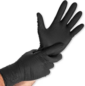 Franz Mensch Hygostar Nitril Power Grip Long Einweghandschuhe L schwarz, 50 Stück
