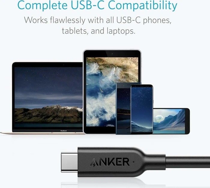 Anker USB-C Kabel, Powerline II, USB 3.1, 10Gb/s, USB-C 3.1 [Stecker] auf USB-C 3.1 [Stecker], schwarz, 0.9m